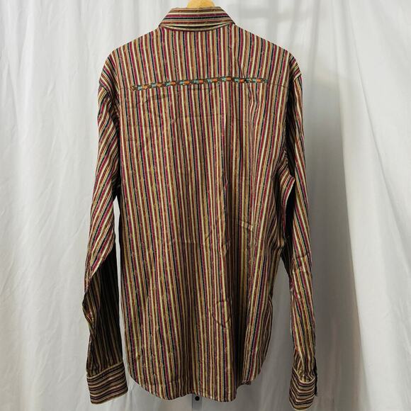 Robert Graham Shirt Mens XLT XL Tall Flip Cuff Multicolor Striped Party - Picture 11 of 13